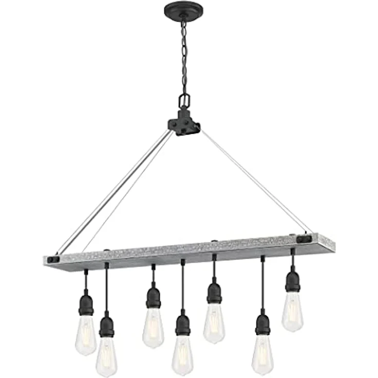Westinghouse Elway 6116440, Siebenflammige Deckenleuchte im Vintage-Stil, Esche Antik und matt gebürstetes GUN Metall, 60 Watt E27-Sockel – Bild 1