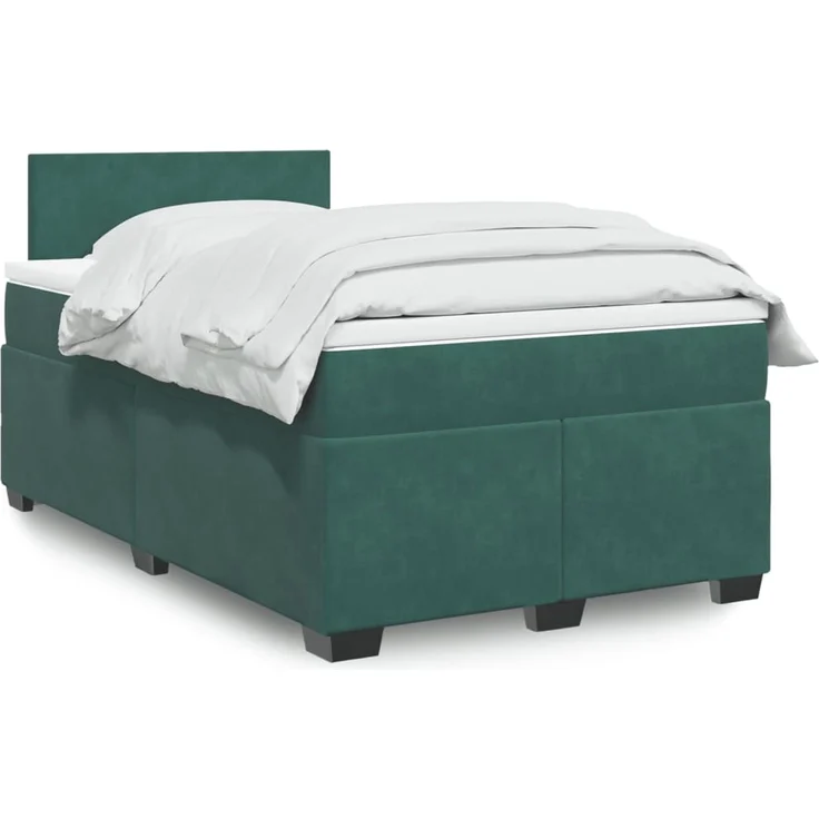 vidaXL Boxspringbett mit Matratze Dunkelgrün 120x190 cm Samt 3288555 – Bild 1