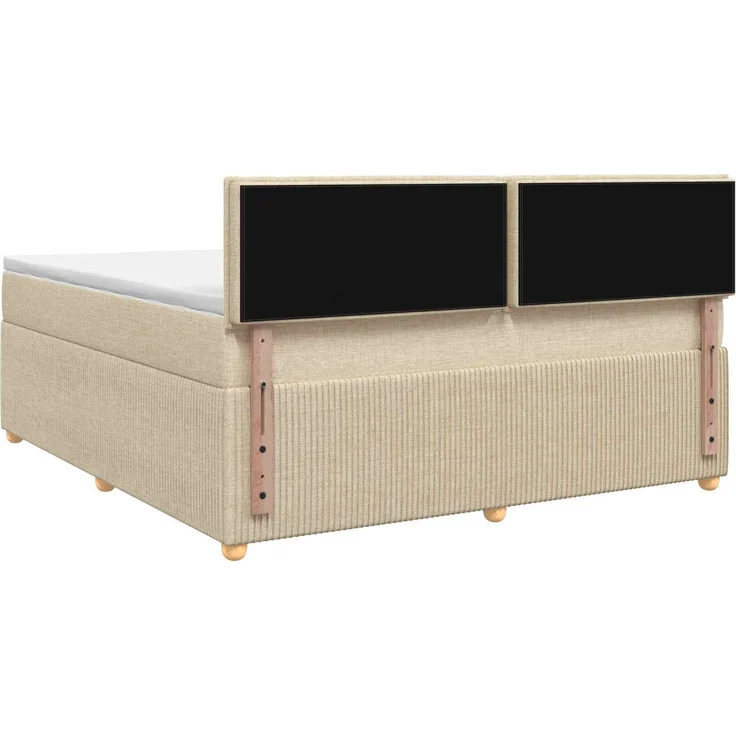 vidaXL Boxspringbett mit Matratze Creme 160 x 200 cm Stoff 3451515 – Bild 8