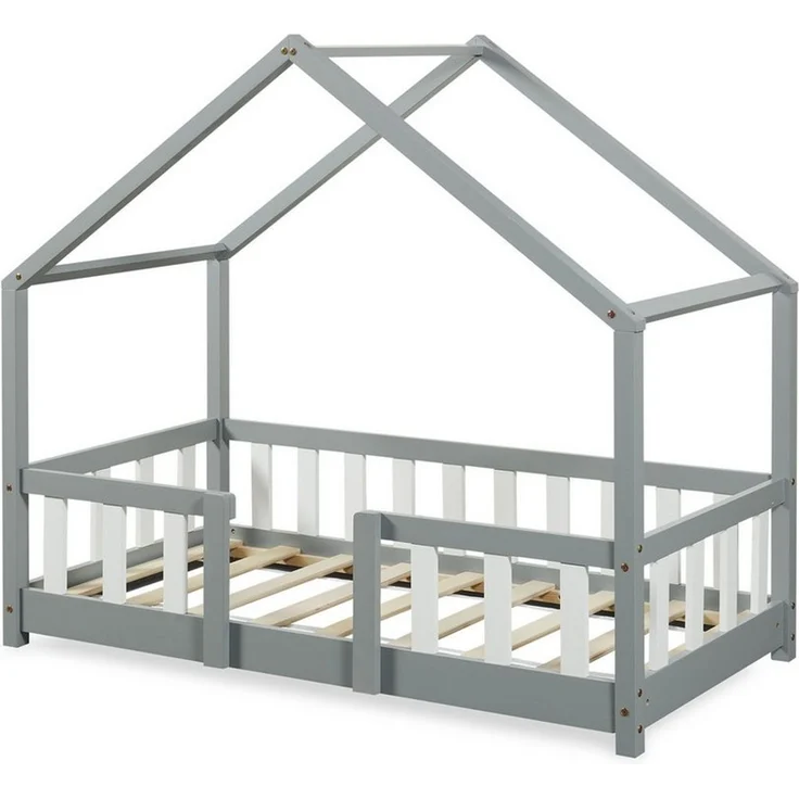 en. casa Kinderbett, »Treviolo« Haus-Optik Montessori 70x140 cm Hellgrau / Weiß – Bild 2