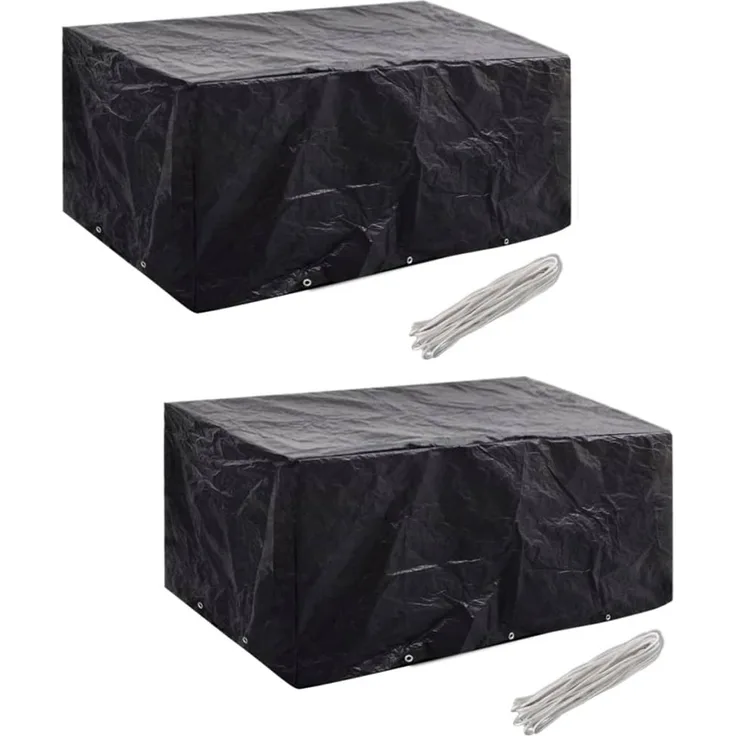 vidaXL Gartenmöbel-Abdeckungen mit 10 Ösen, 2 Stück, Polyethylen schwarz, 140 x 240 x 90 cm