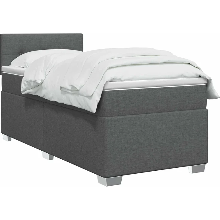 vidaXL Boxspringbett mit Matratze Dunkelgrau 90 x 190 cm Stoff 3450370 – Bild 3