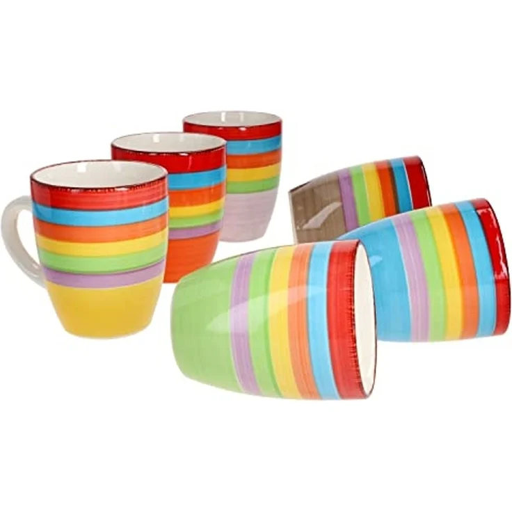 MamboCat Becher 6er Set Kaffeebecher Ibiza Rainbow Summer - 24326544, Steingut – Bild 4
