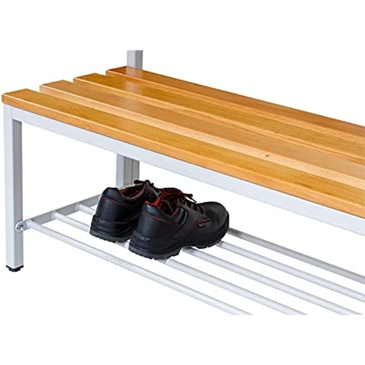 Garderobenbank doppelseitig mit Schuhrost 100 cm grau – Bild 2