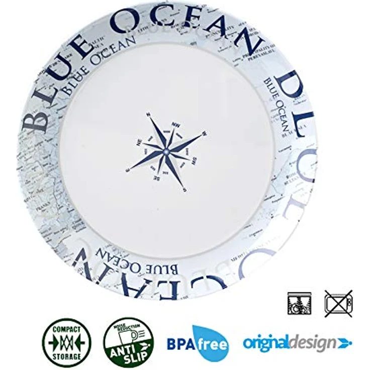 BRUNNER Geschirr-Set BRUNNER Melamin Campinggeschirr Set BLUE OCEAN (8, 12, 16, 36-Teile) (16-tlg) – Bild 4