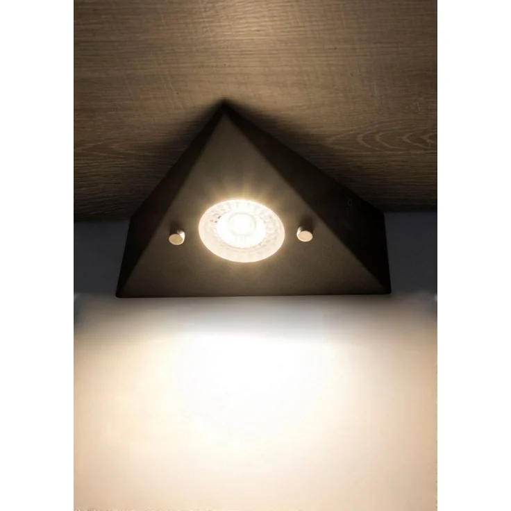 TRANGO LED Unterbauleuchte, 4er Set 6740-45 LED-Küchenunterbauleuchte aus Edelstahl in Matt-Schwarz *COOK* LED Einbauleuchte - Einbaustrahler inkl. 4x 4,8 Watt LED Modul 3000K warmweiß - direkt 230 Volt - beliebig erweiterbar, Schalter - Dreieckleuchte... – Bild 2
