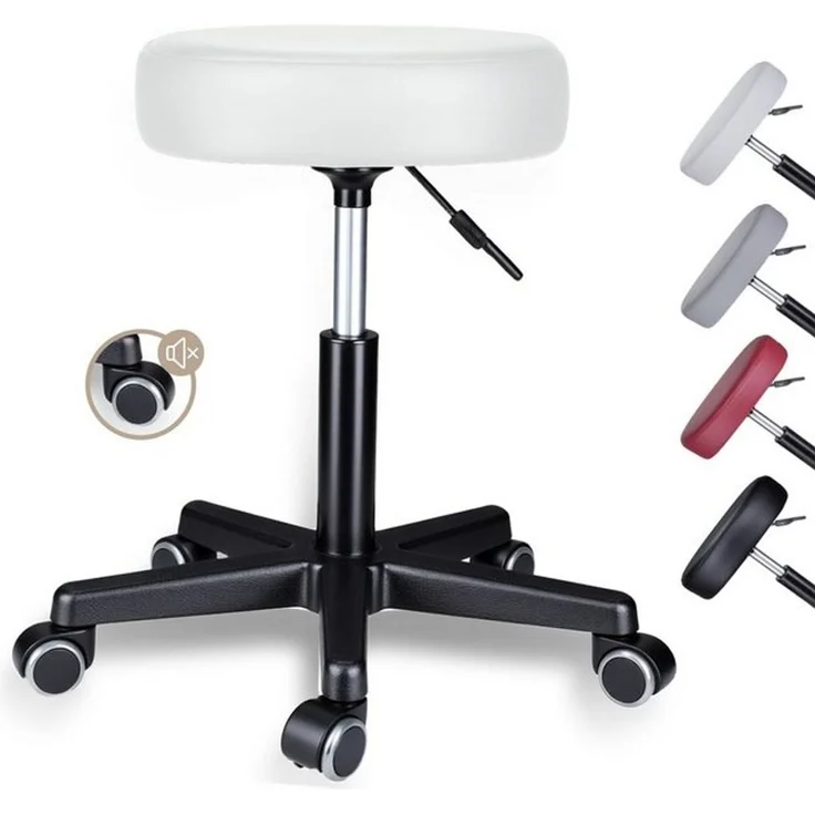 Zedelmaier Hocker Drehhocker Bürohocker Barhocker Arbeitshocker Polsterung, 44-58cm Höhenverstellbarer, 360°drehbar mit 5 Rollen – Bild 4