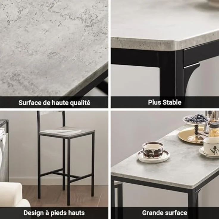 SoBuy Bartisch OGT03, Bartisch Set 3-teilig Esstisch Bistrotisch Balkonmöbel Bistromöbel – Bild 4