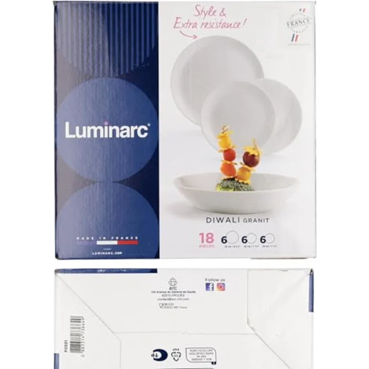 Geschirr-Set Luminarc Diwali Granit Grau Gehärtetes Glas 18 Stücke – Bild 9