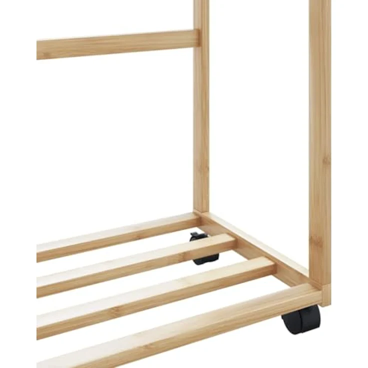 vidaXL Kleiderständer mit Ablagen und Rollen 90x35x155 cm Bambus 4008916 – Bild 5
