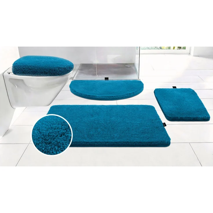 Bruno Banani Badematte Lana Premium, Badvorleger, Badezimmer Teppich, Höhe 30 mm, rutschhemmend beschichtet, schnell trocknend, strapazierfähig, fußbodenheizungsgeeignet, Polyacryl, rechteckig, 3-tlg. Hänge-WC Set, Badteppich, Badematten, unifarben, re... – Bild 1