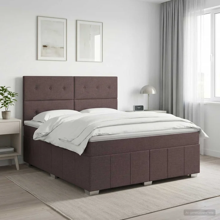vidaXL Boxspringbett mit Matratze Dunkelbraun 140 x 200 cm Stoff 3454158 – Bild 1