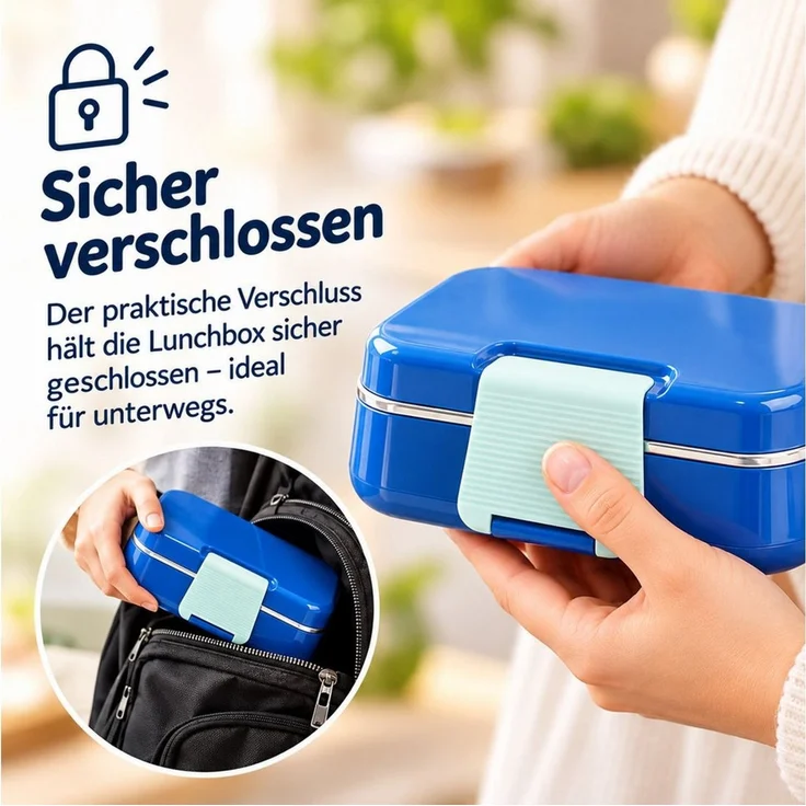 Fyrove Lunchbox Brotdose Kinder, Brotdose Schule, Snackbox Kinder, Brotdose mit Fächern, (1-tlg, 1 x Brotdose mit Deckel und Löffel), Kinder-Brotdose mit 3 Fächern, BPA-frei, wiederverwendbar – Bild 4