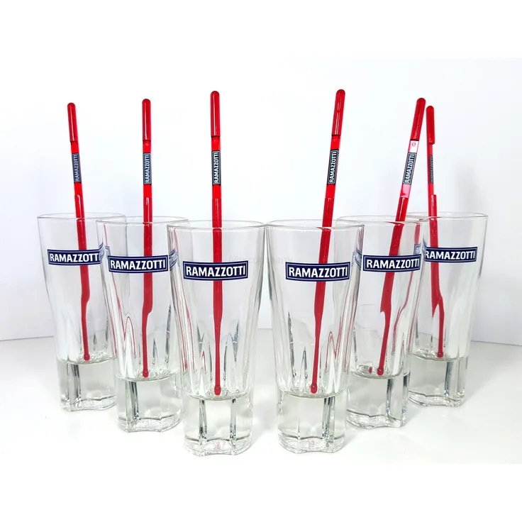 Ramazzotti Gläser Set - 6x Ramazzotti Gläser 2/4cl geeicht + 6x Stirrer