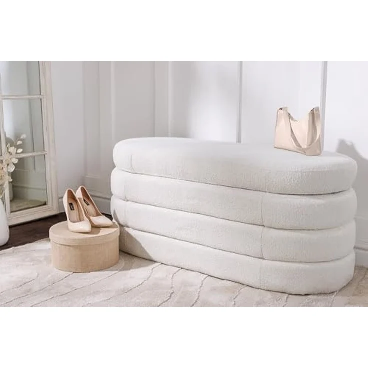 riess-ambiente Sitzbank VOGUE 115cm creme weiß (Einzelartikel, 1-St), Wohnzimmer · Bouclé · rund · mit Stauraum · Scandinavian Design – Bild 2