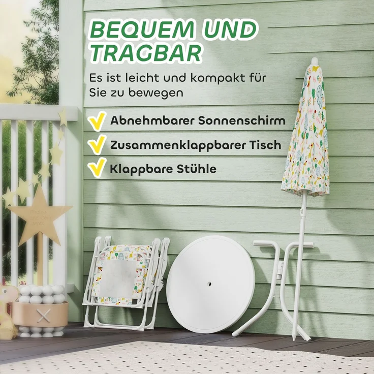 AIYAPLAY Garten-Kindersitzgruppe, Stahl, Polyester, Weiß, 49,5L x 49,5B x 50H cm – Bild 6