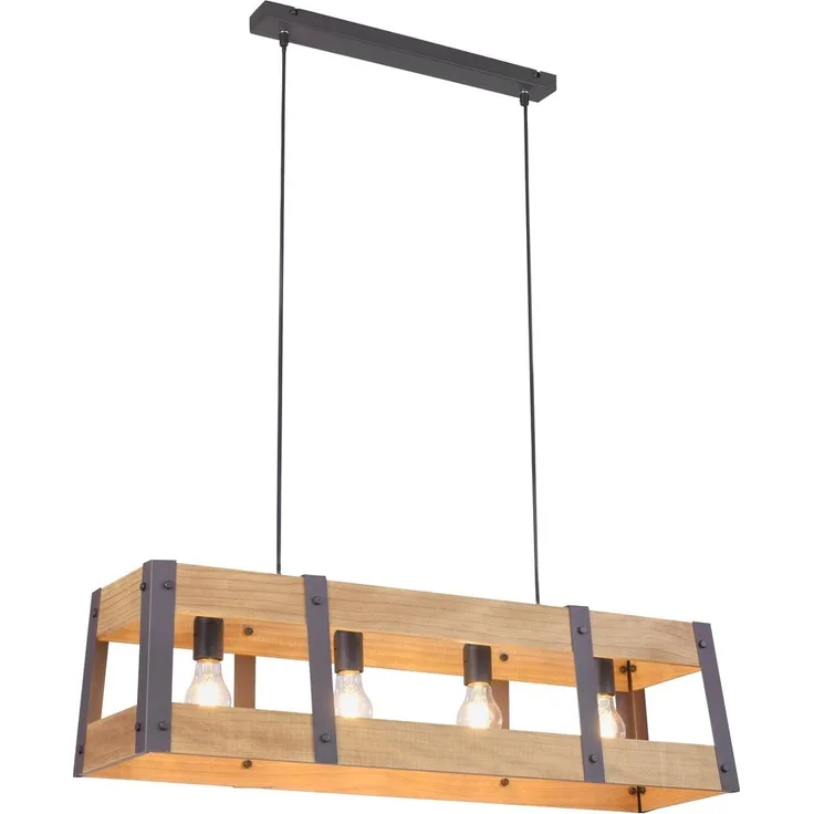 Hängeleuchte, Gestell natur, schwarz, H 85 cm