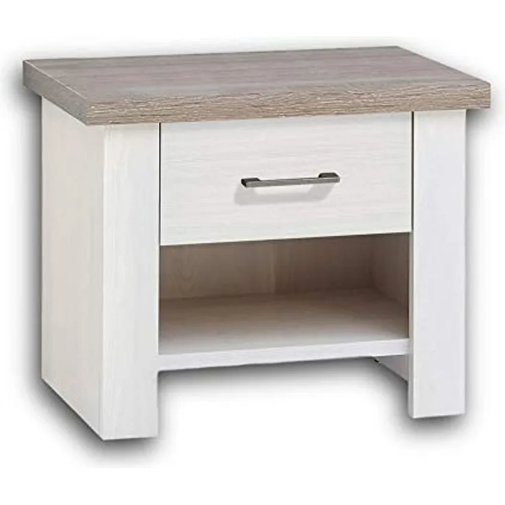 Nachttisch Lars / Luca, Holzwerkstoff, Weiß, Holzfarben, 51 x 46 x 43 cm