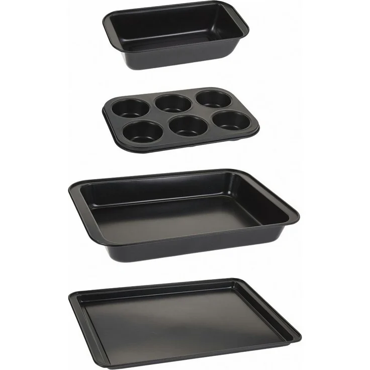 Koopman Backform Backform-Set Backblech Muffinform Schwarz Kuchenform 4tlg, (4-tlg), Metall, Backutensilien, Schwarz, Kochutensilien, Robust – Bild 5