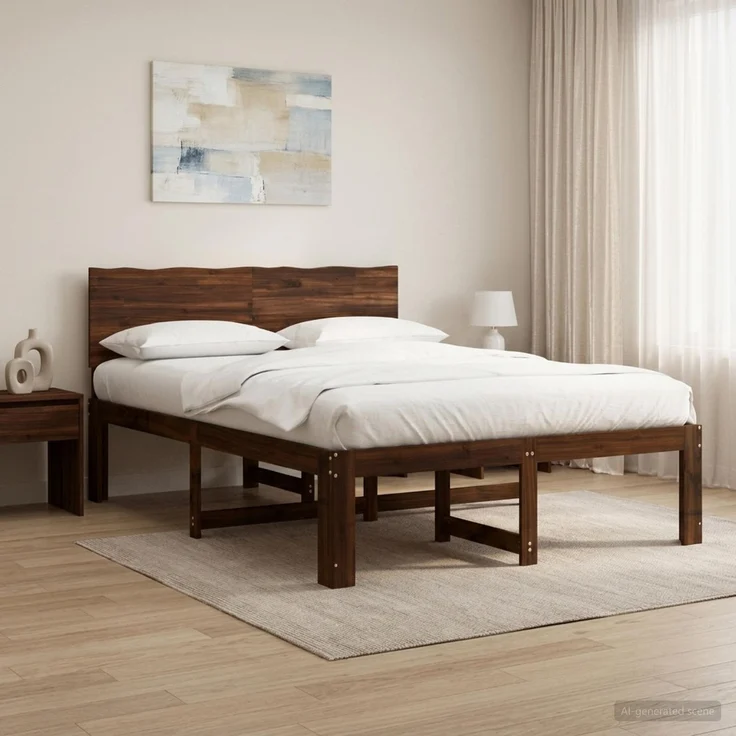 vidaXL Doppelbettgestell mit Kopfteil ROSTOCK Dunkelbraun 120 x 190 cm 903401 – Bild 1