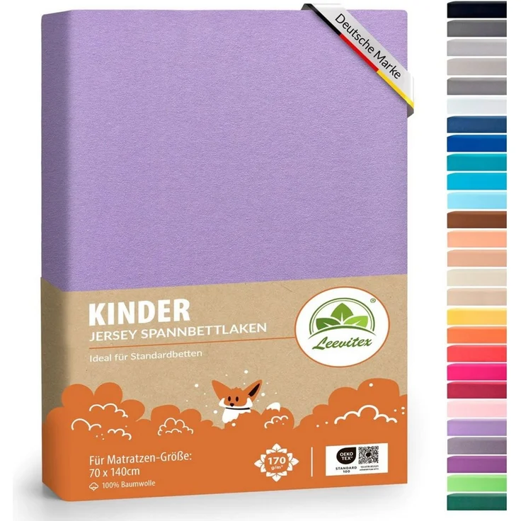 leevitex® Spannbettlaken Jersey aus 100% Baumwolle, für Kinder- & Standardmatratzen, Jersey, Gummizug: rundum, 100% Baumwolle, anschmiegsam & dehnbar, diverse Größen und Farben – Bild 5