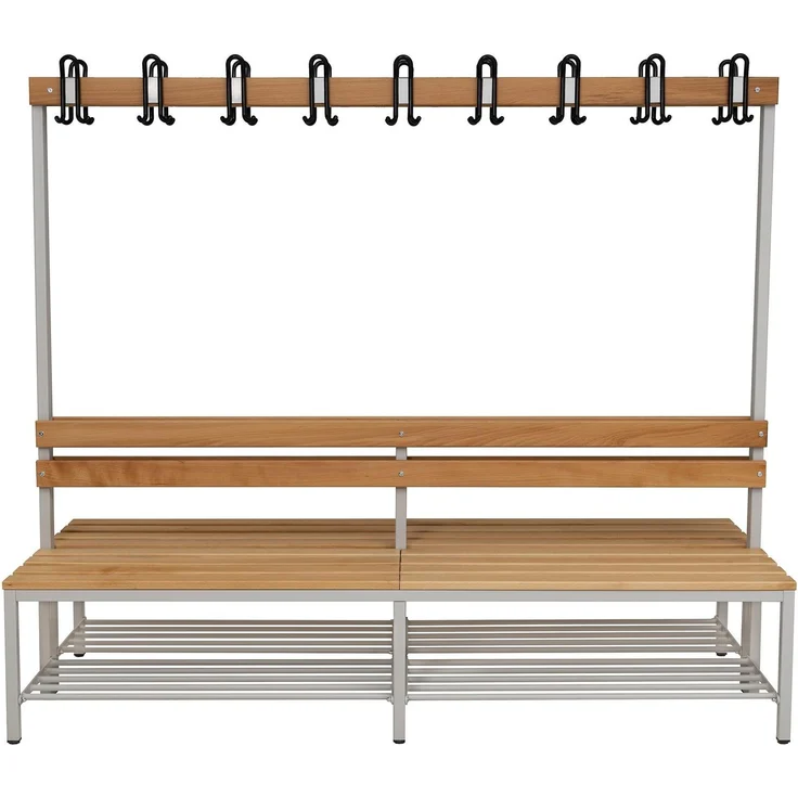 Garderobenbank doppelseitig mit Schuhrost 200 cm grau – Bild 10