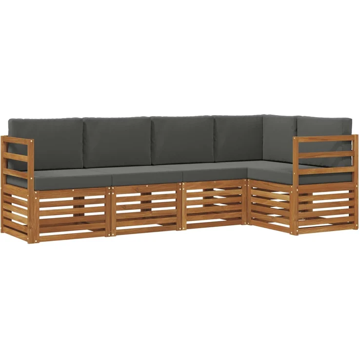 vidaXL Outdoor-Sofagarnitur 5 stk. 5-Sitzer Natur und Anthrazit 3374792 – Bild 2