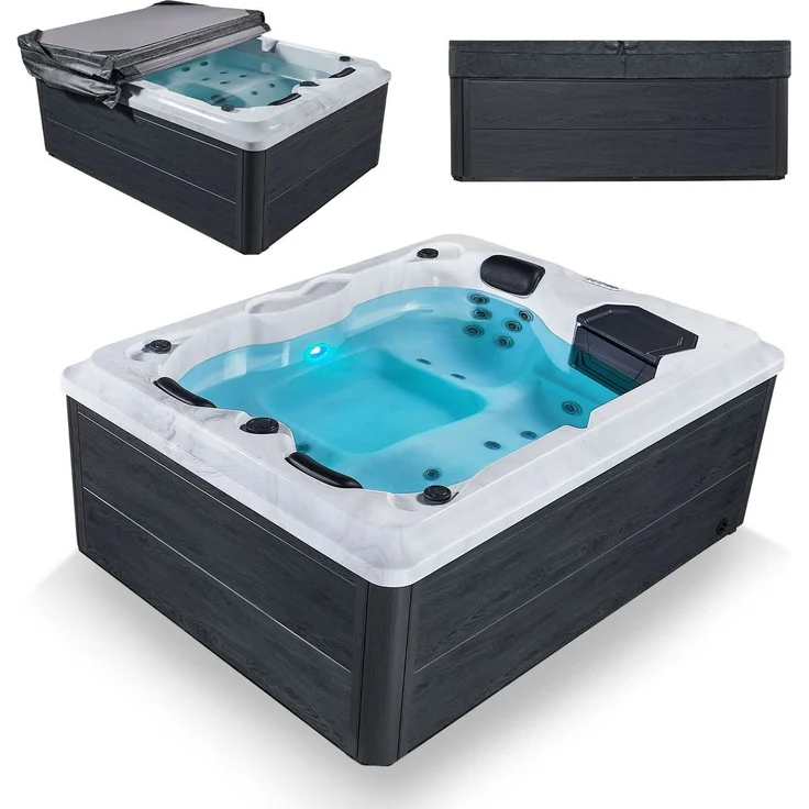 Artsauna Outdoor-Whirlpool 'Oasis', Spa mit Massagedüsen, LED-Beleuchtung, 2 Filtern, Abdeckung & Pumpe – winterfest & beheizbar – Bild 1