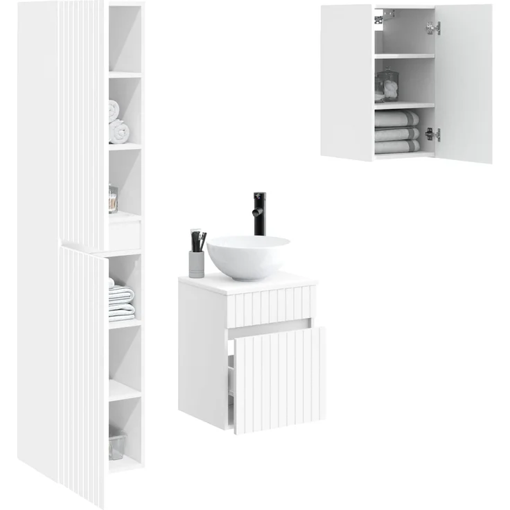 vidaXL Badezimmerschrank-Set 3 stk. Weiß 33 x 34,5 x 160 cm 3406083 – Bild 3