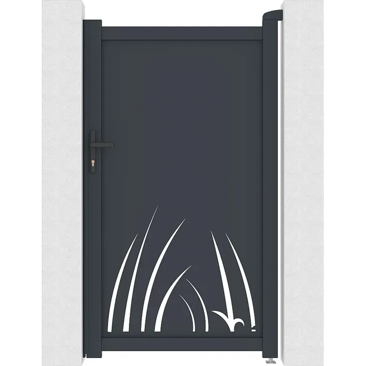 Vente-unique - BRAMENO Side gate Metall Grau - B 4,6 cm x H 176 cm x L 103 cm – Bild 2