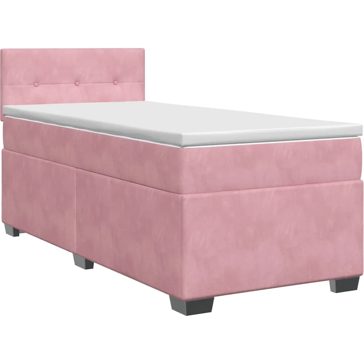 vidaXL Boxspringbett mit Matratze mit Kopfteil Rosa 80 x 200 cm Samt 3450607 – Bild 2