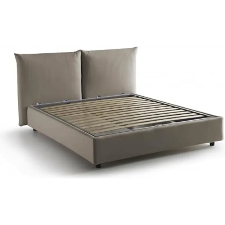 Talamo Italia - Tiziana Doppelbett, Bettkasten mit Stoffbezug, 100 % Made in Italy, Öffnung vorne, geeignet für Matratze 160x190 cm, Taupe – Bild 3