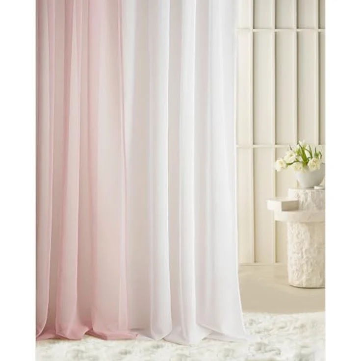 ROOM99 Gardine mit Kräuselband Novelia 140 x 270 cm Breite x Höhe Wohnzimmer Transparent Modern Vorhang Schal Wohnzimmer Schlafzimmer für Schienensystem Weiß glatt, 1 Stück – Bild 8