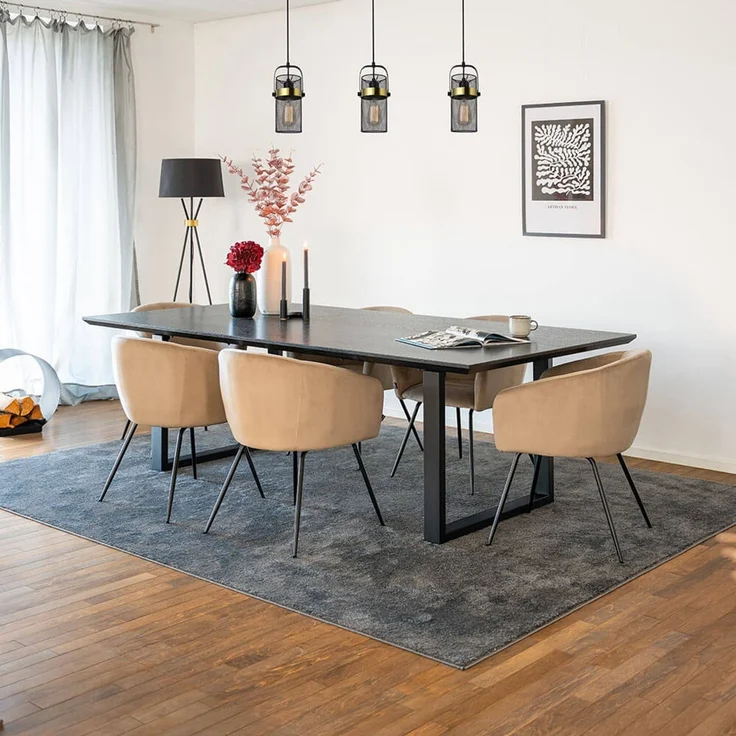 HOME DELUXE Essgruppe Eckig AVENCIA inkl. U-Fuß - 240 x 120 cm Dark Oak 6 Stühle – Bild 1