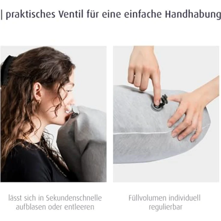Reer Stillkissen Air Mama, aufblasbar mit abnehmbarem Bezug & Tragebeutel, Grau – Bild 4
