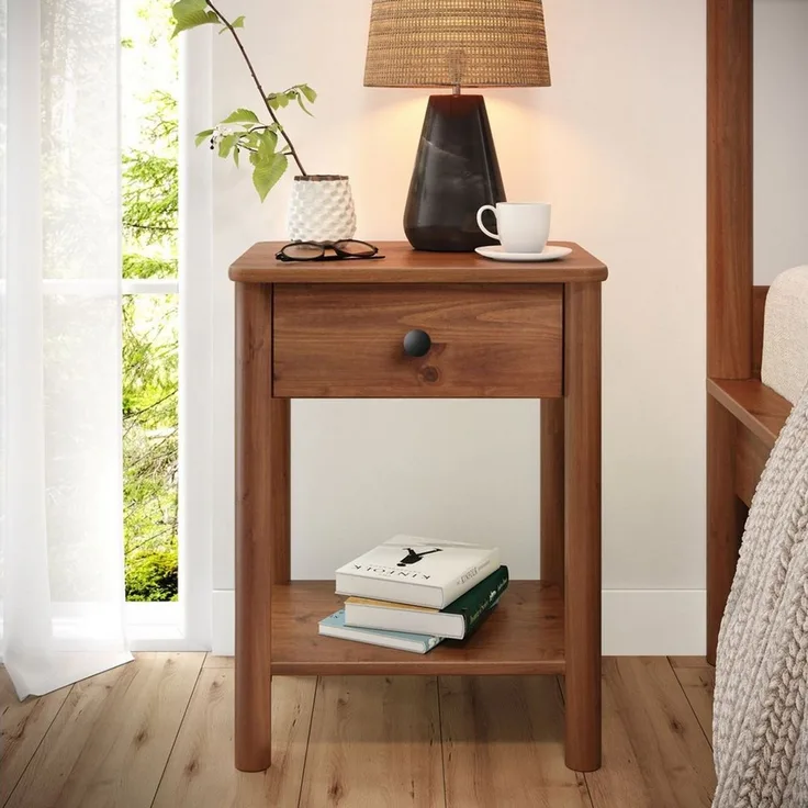 IDIMEX Nachtkommode APOANA, Nachttisch Nachtschrank modern Holz Kastanienfarben Nachtkommode skand