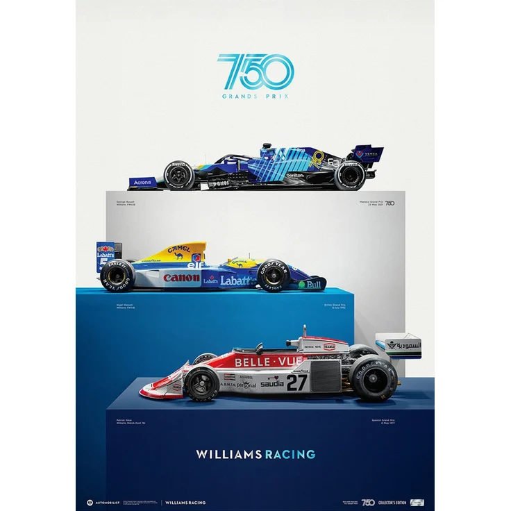 Poster Formel 1 Rennfahrer Legenden Rennwagen Ferrari · Williams Racing · Deko Print ohne Rahmen - D / 40x60 cm