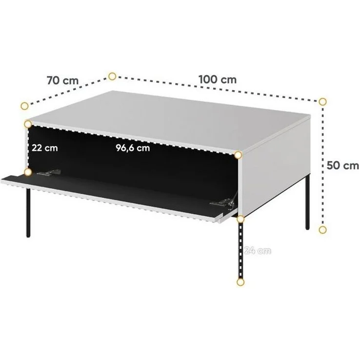 Compleo Couchtisch FLORE mit 1 Schubladen, Modern Kaffeetisch für Wohnzimmer 100x70x50 cm – Bild 3