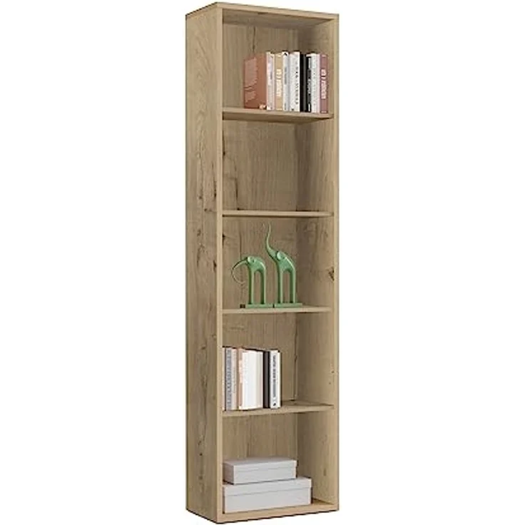 Muebles Pitarch | Bücherregal für Büro oder Arbeitszimmer mit 4 Regalen, Wohnzimmer-Bücherregal, Gold Eiche, 196,5 x 51,5 x 33 cm (Höhe x Breite x Tiefe), einfach, elegant und robust – Bild 1