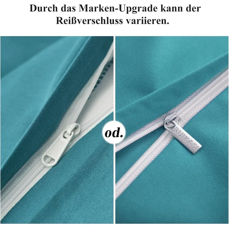 Bettwäsche 200x200 Türkis 3tlg. Set Microfaser Reißverschluss – Bild 6