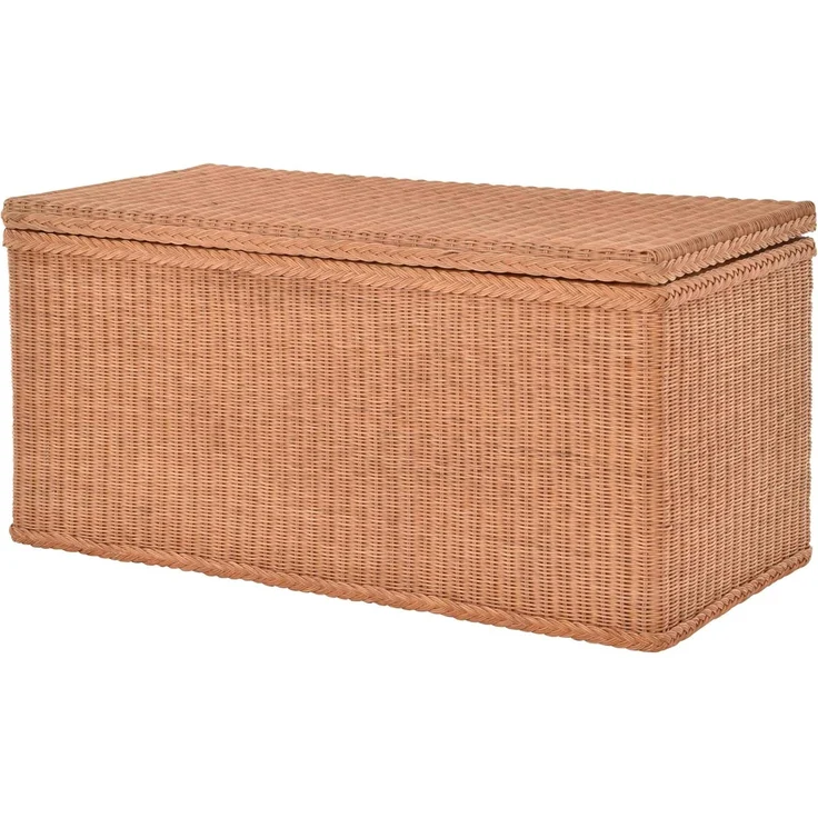 Krines Home Truhe Große Rattantruhe MAX Wäschetruhe mit Deckel Natur Rattan Truhe, Aufbewahrung XXL 115x55x55cm – Bild 1