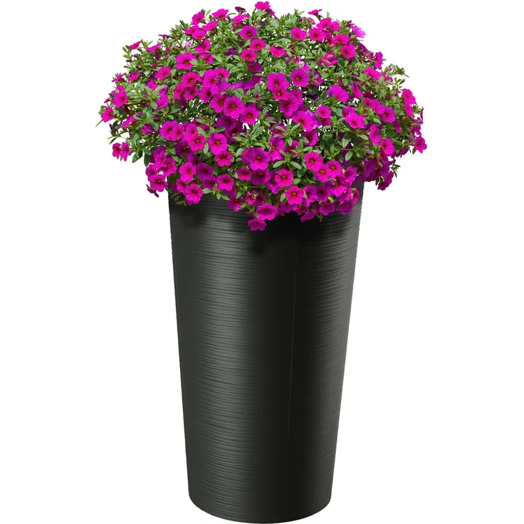 KADAX Blumentopf Blumentopf 36cm Abdeckung mit Einsatz Blumenständer Kunststoff Graphit – Bild 3