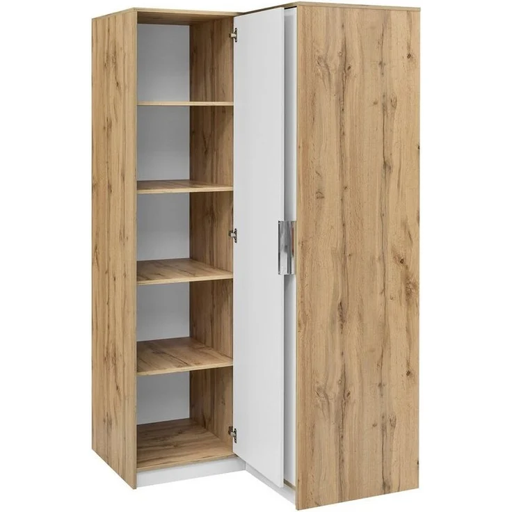 Beautysofa Eckschrank LIVO mit 2 Drehtüren, 2 Kleiderstangen und Regale, (Zur Auswahl in zwei modernen Farbkombinationen) Breite: 108 cm – Bild 3