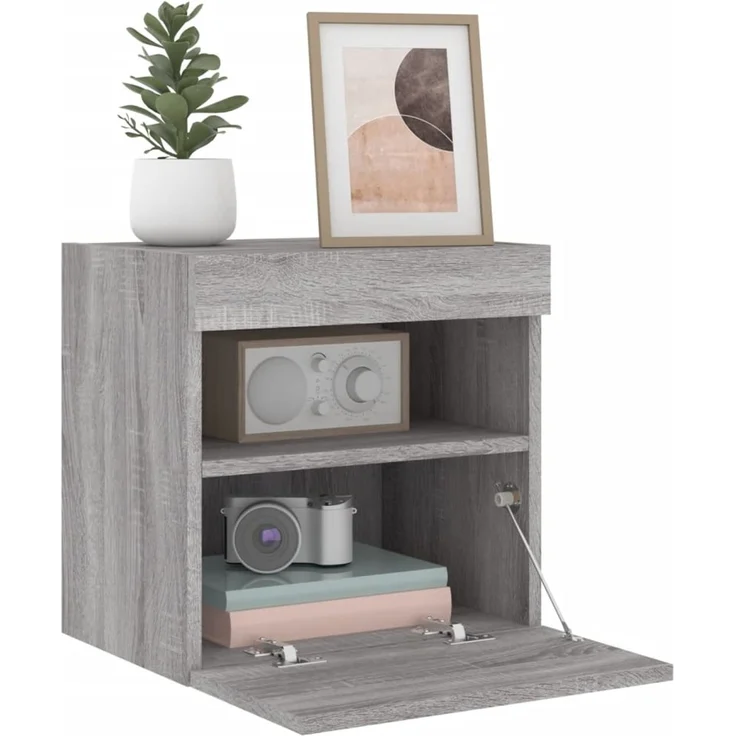TV-Wandschrank, Fernsehschrank mit LED-Leuchten Grau Sonoma 40x30x40 cm – Bild 7