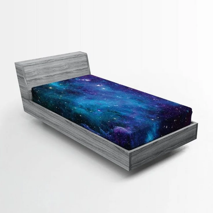 Abakuhaus Spannbettlaken Soft Dekorativer Stoff Bettwäsche Rund-um Elastischer Gummizug, Nebel Galaxy Sterne im Weltraum – Bild 4