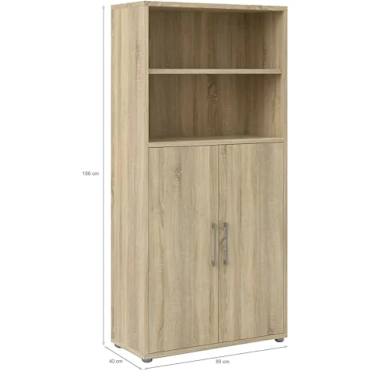 Dmora - Kommode Louna, Wohnzimmerbuffet, Wohnzimmer-Sideboard, Moderne Küchen-Speisekammer, 89x40 h186 cm, Eiche – Bild 3