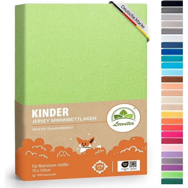 leevitex® Spannbettlaken Jersey aus 100% Baumwolle, für Kinder- & Standardmatratzen, Jersey, Gummizug: rundum, 100% Baumwolle, anschmiegsam & dehnbar, diverse Größen und Farben – Bild 5