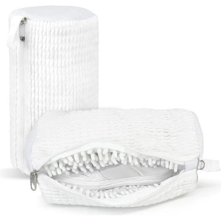 FELIXLEO Wäschesack Schuhwaschbeutel Set 2 Stück Waschmaschine Schuhsack Weiß Flausch (1 St) – Bild 5