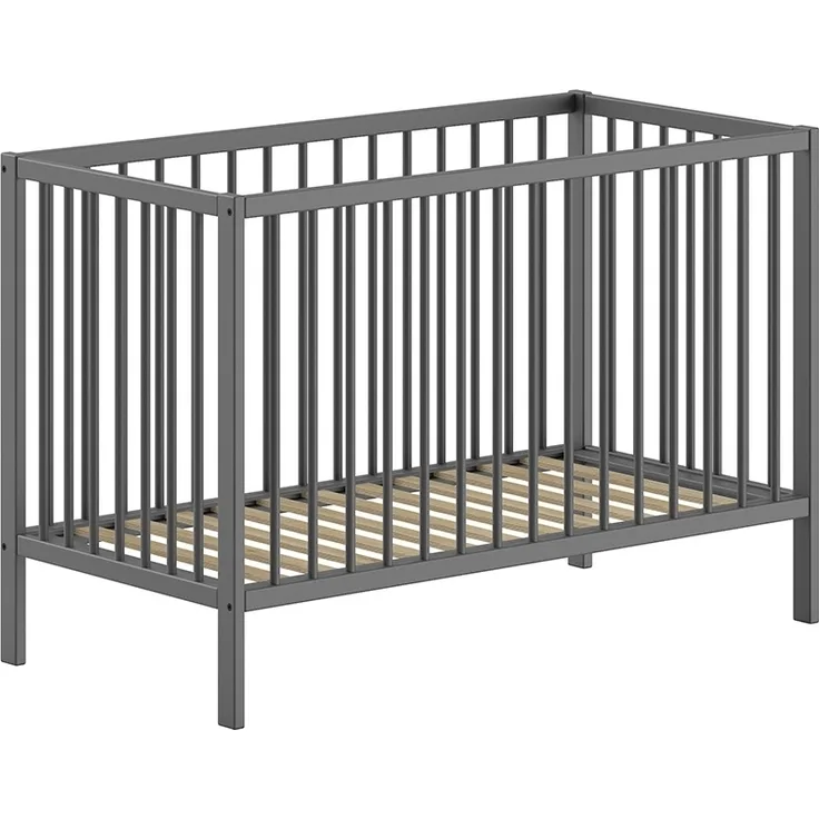 Babybett >Dino< in Buche Anthrazit, Massivholz - 124,4x84,4x65,4cm (BxHxT)