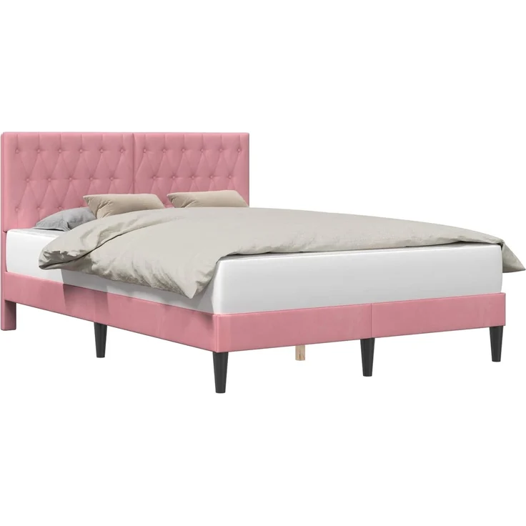 vidaXL Bettrahmen mit Kopfteil Rosa 140 x 190 cm Samt 42027664 – Bild 2